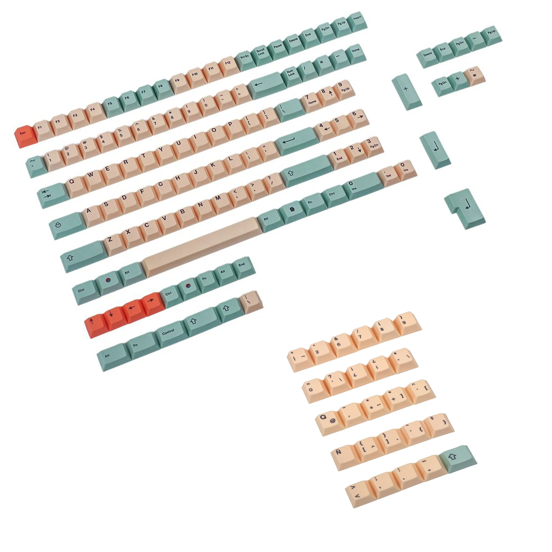 125 Hami Melon Dye-sub PBT Keycaps German Spain UK French ISO For MX Switches Keyboard 104 87 61 Filco YMD96 KBD75 FC980M ID80