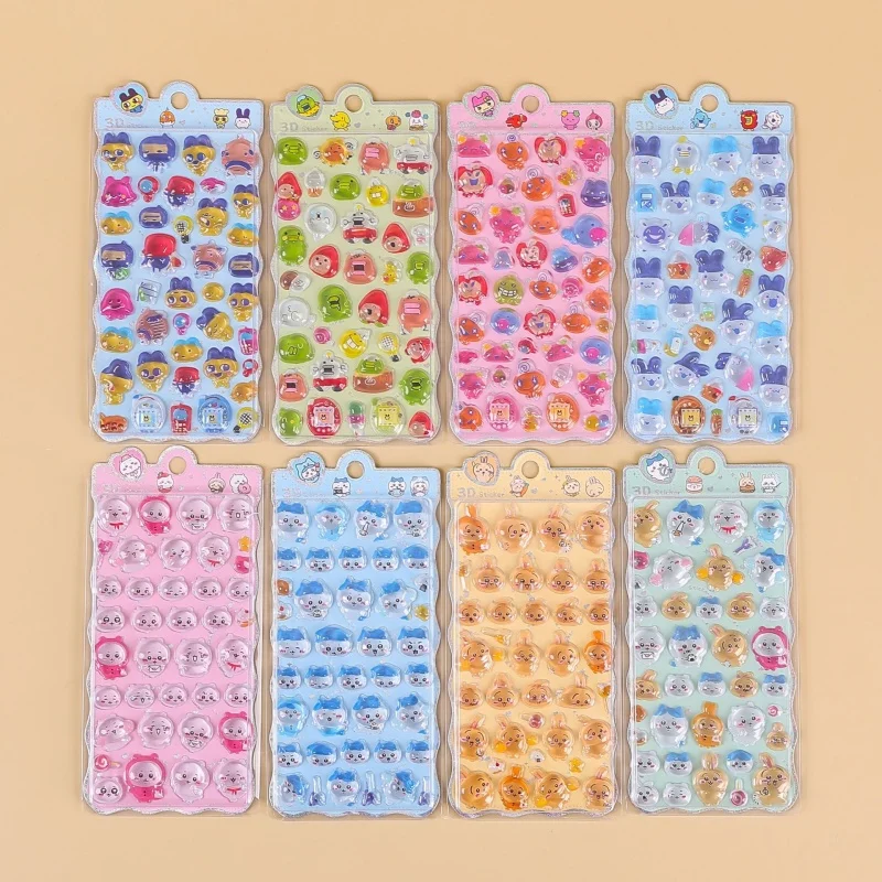 

Mixed 20-40pcs 3d Cartoon Tamagotchi Little Waterdrop Stereo Stickers Cute Creative Diy Decals Kids Handmade Wholesale Gift