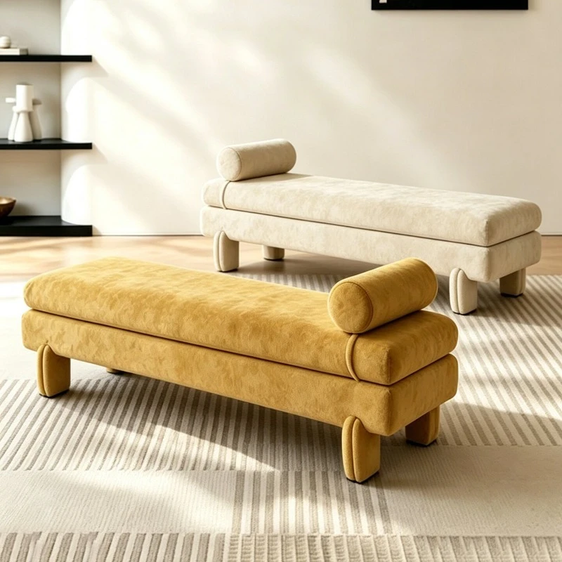 Simple lounge area long sofa bench, dopamine shoe-changing bench, long bench
