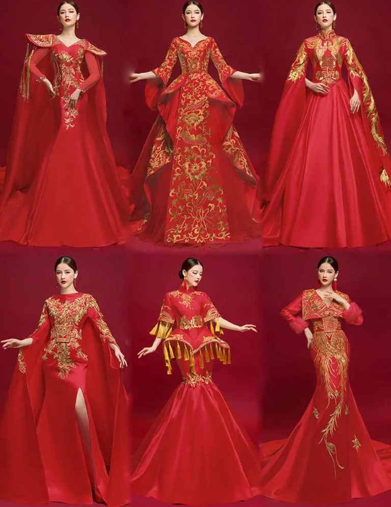 Asian Element Model Gorgeous Cheongsam Dress Miss Universe Fashion Show Performance Outfit Red Trailing Female Host Evening Gown