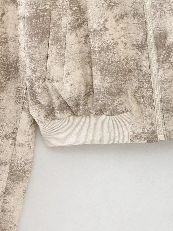 Nouvelle veste printanière pour femme, style pilote, imprimée, en denim, pour le quotidien, couleur unie, avec détail poche, autres matériaux