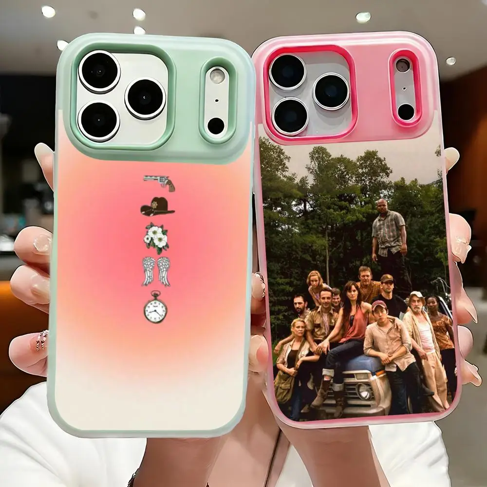 Capa de Celular Fashion The Walking Dead para iPhone 17 16 15 14 Pro Max, Luxuosa com Líquido Brilhante de Camada Dupla e Efeito Cristal