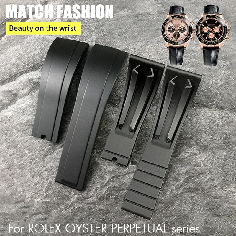 

20mm 21mm Natural Rubber Silicone Watch Bands fit for Rolex Daytona Oyster Perpetual Black Blue Green Watch Strap Bracelets