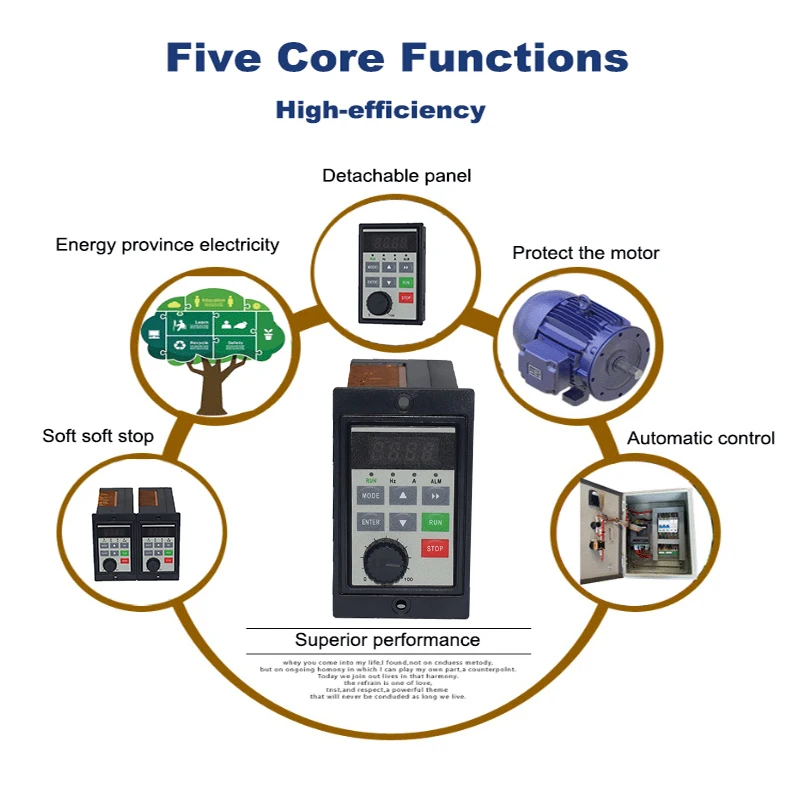 Convertisseur mort VFD monophasé, pilote de moteur triphasé, MCU, entrée monophasée, onduleur 0,75 KW, ajout RS485, 200W, 750W, 220V