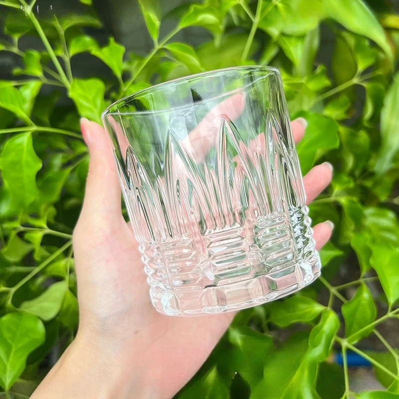 310ml Exquisitely Cut and Textured Transparent Whisky Glass Suitable for Outdoor Camping Hiking Drink Cups Glass Cups Water Cups