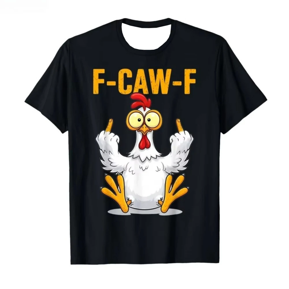

Funny F Caw F Chicken T-Shirt – FCAWF Chicken Print Men's Crew Short Sleeve, Funny Tee Gift Idea for Daily Outing Casual Clothes