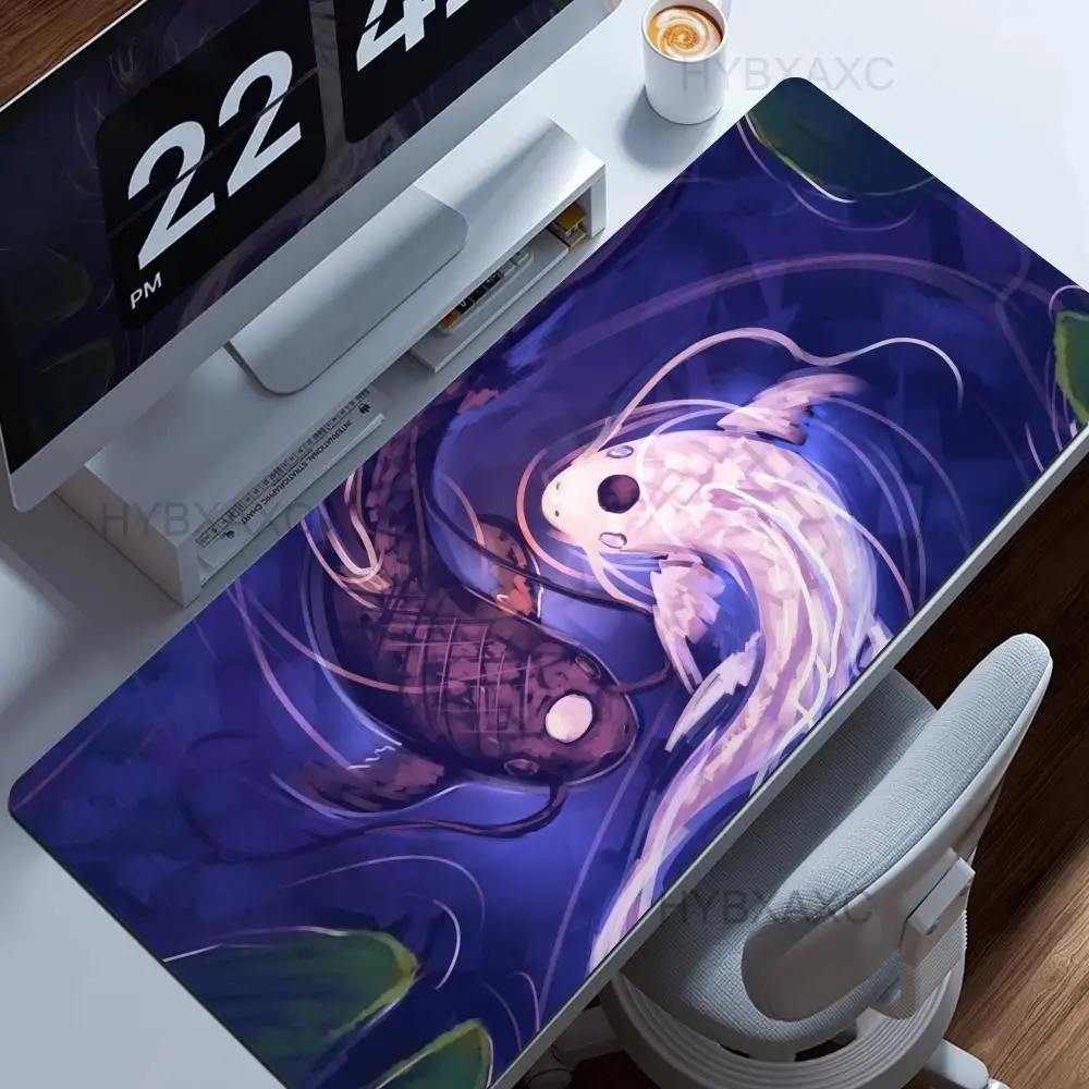 Yin Yang Fish Koi Mouse Pad Cute HD Desk Pad Extended Gaming Keyboard Mats Large 90x40cm XXL Gamer Mousepad