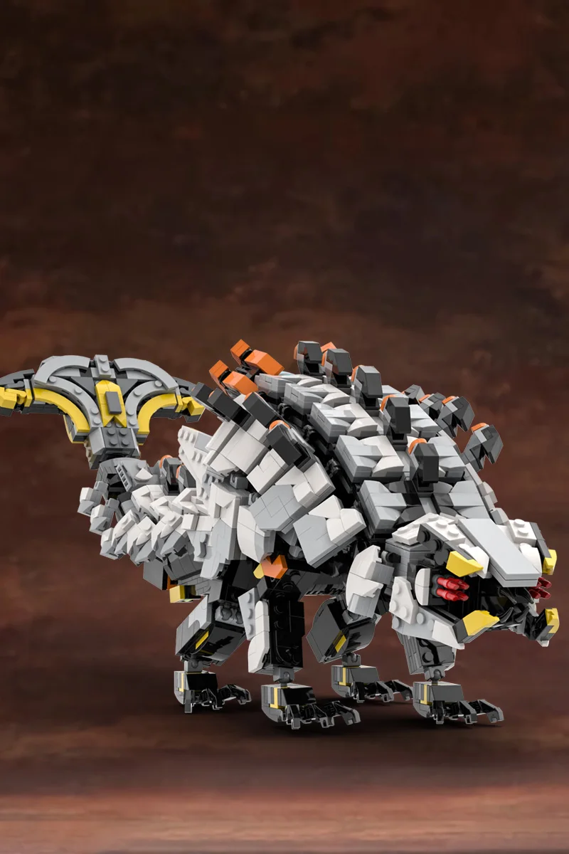 Gobricks MOC Horizon Rollerback Mechanical Beast Building Blocks Model Forbidden West Game Mecha Rollerback Monster Bricks Toys