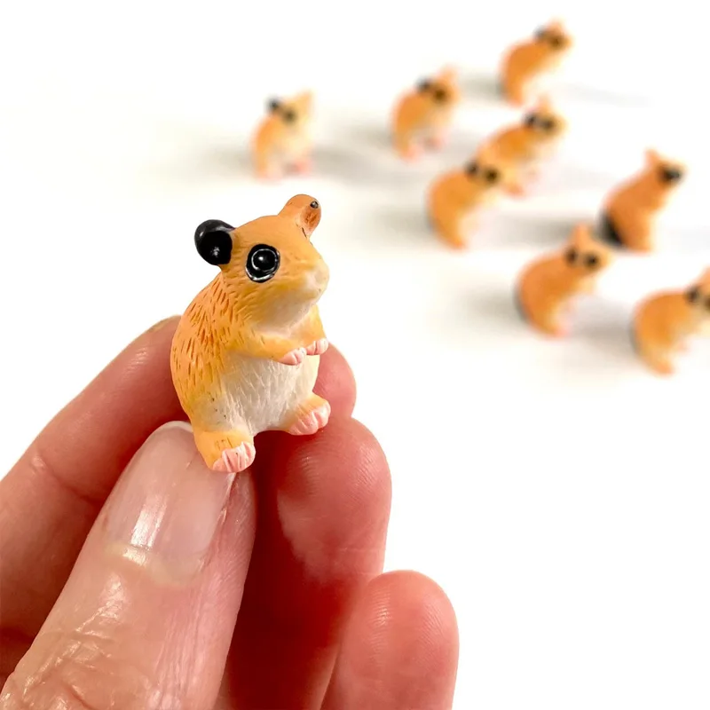 5/10pcs Mini Resin Hamster Miniatures, Micro Landscaping DIY Craft Making Decoration Supply, Fairy Garden Potted Plant Ornament