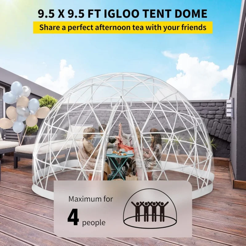 Garden Dome Igloo, 9.5 Ft *5.8 Ft Upgraded Dome Tents Dome Greenhouse, Clear Dome Tent With TPU Cover And Polyester Mesh