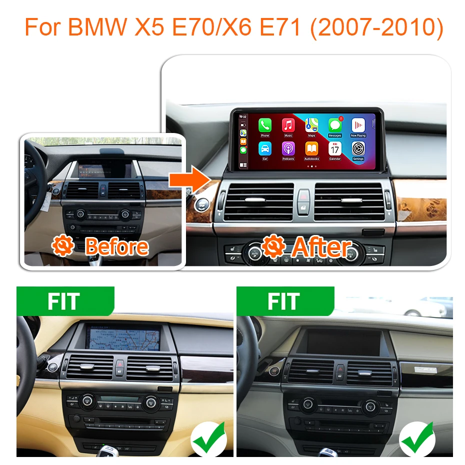 8-Kern Snapdragon Wireless CarPlay Android 15 Auto-Radio-Stereo für BMW X5 E70 X6 E71 2007-2013 Multimedia-Player Bildschirm GPS – Detail 2