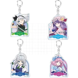 Game Touhou Project Keychain Doll Anime Izayoi Sakuya Saigyouji Yuyuko Patchouli Knowledge Acrylic Keyring Bag Pendant for Gift