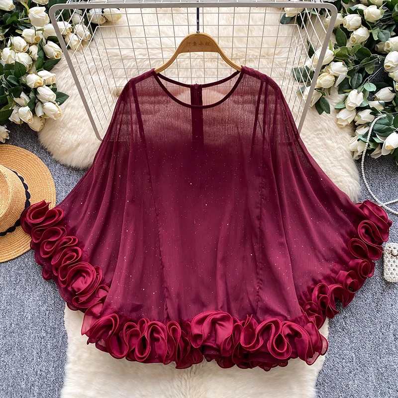 Women's Sweet & Girly Ruffle Trim Blouse Long Sleeve Breathable Skin-Friendly White Top Spring Fall Office Female Blusa BL563