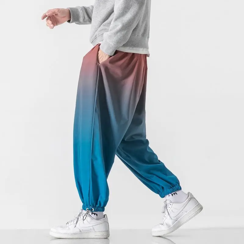 Large Size 5XL Men Gradient Color Pants Chic Design Harem Streetwear Ins Korean Younthful Vatality Pants Dance Party Sweatpants