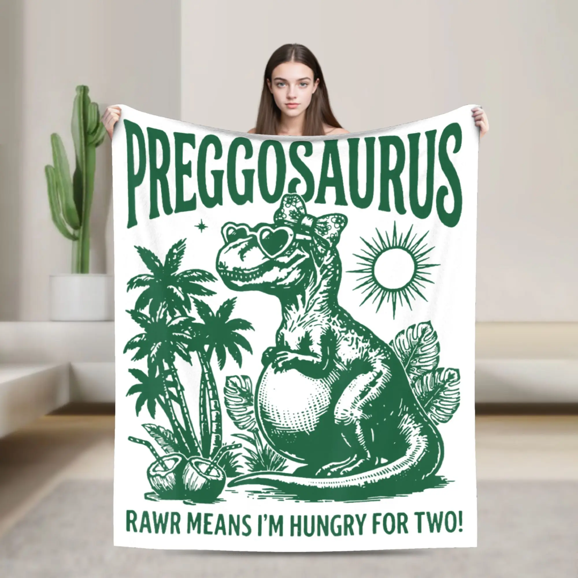 Soft Comfy Throw Blanket Travel Preggosaurus Rawr Means I'm Hungry for Two Funny Pregnancy Blankets  Bedspread Sofa Bed Cover