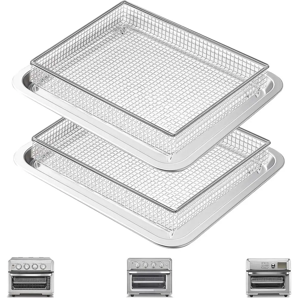 

Basket Tray Replacement for TOA-60 TOA-65 TOA-70, 2pcs 12.4 x 11 Mesh Steel Basket Wire Rack Accessories, Dishwasher Safe
