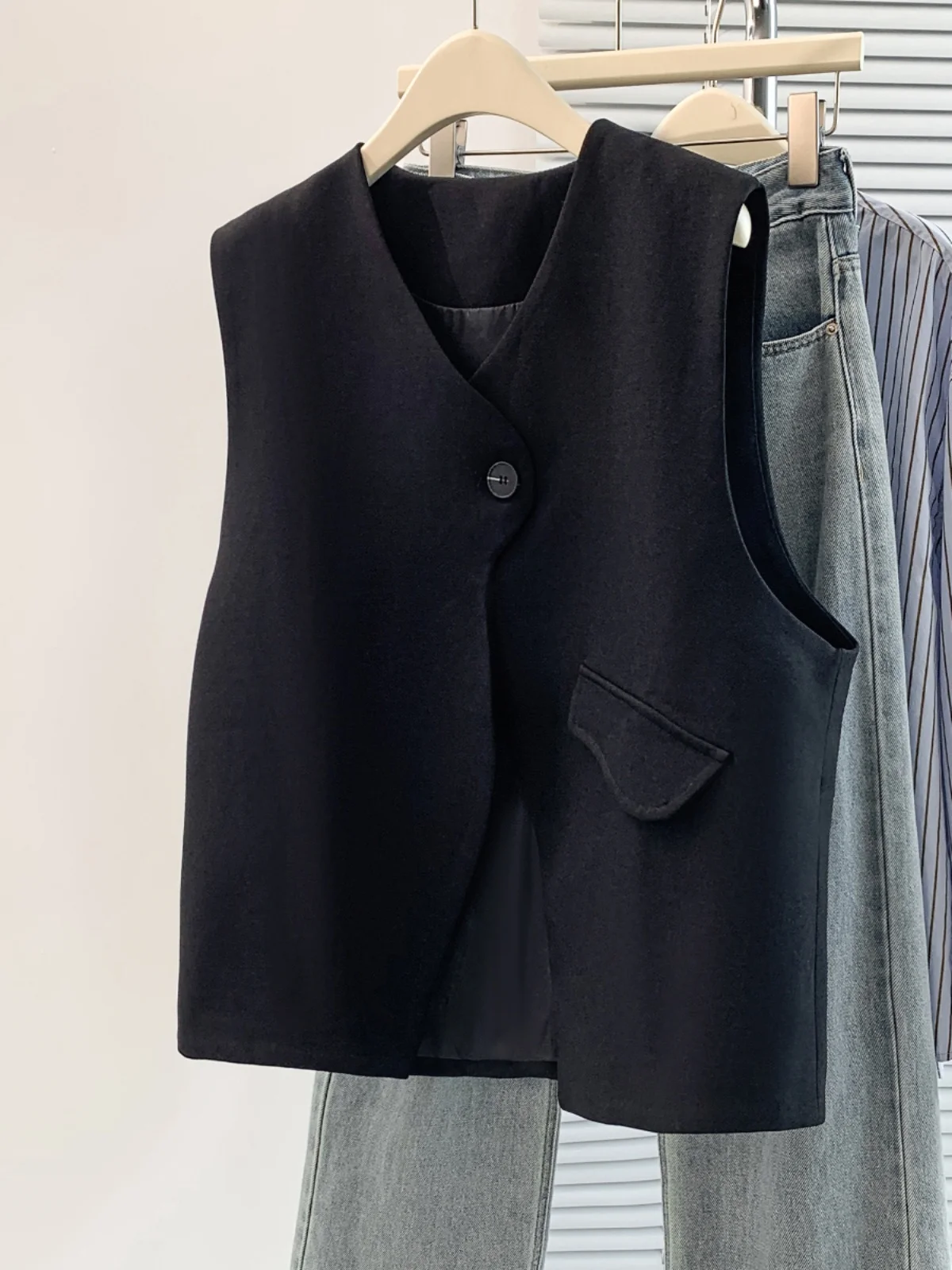 

Ele Bla Vest Jaet Women's Casual Svel V-Ne Summer ort Coat Commute Sle Cotton Polyester Blend Vest