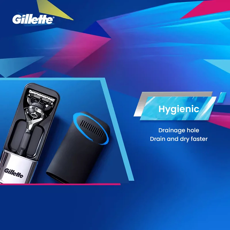 Gillette Scheermeshoes Zilver Zwart Magnetische Reisdoos Geschikt Voor T-Vormige Handmatige Scheerapparaat Gillette Fusion Mach Vector Serie