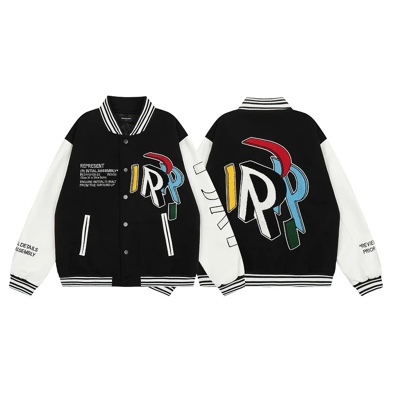 

Thiened, осенне-зимнее мужское повседневное бейсбольное пальто с надписью R и вышивкой, молодежное пальто (3) Long Sve Regular Fit Out...