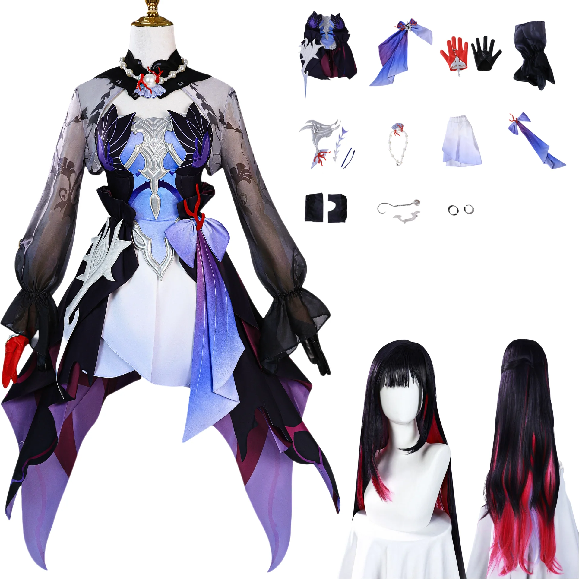 Hysilens Cosplay Anime Game Honkai: Star Rail Kostuum Pruik Halloween Party Pak - afbeelding 2