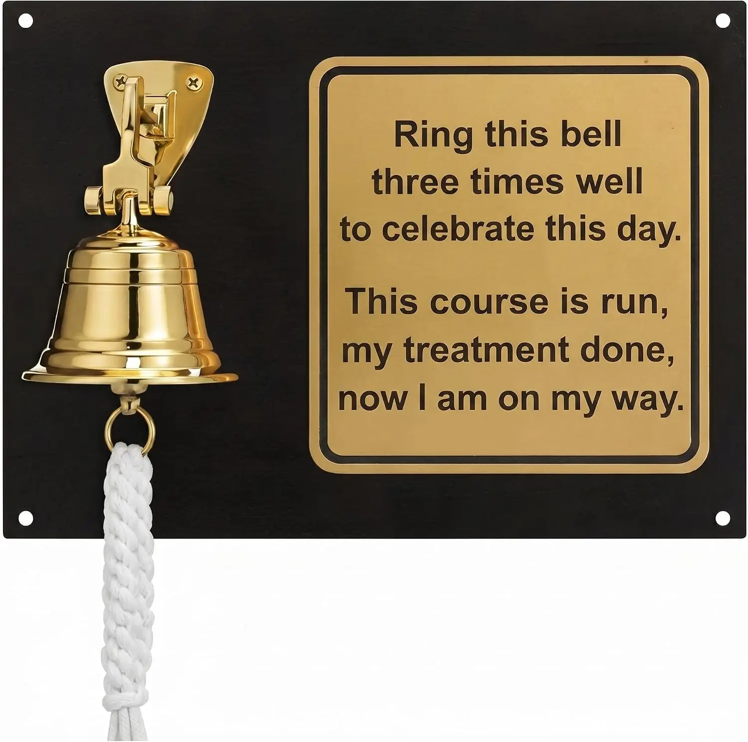 Solid Brass Wall Mounted Hanging Cancer Bell The Day I Rang The Bell Ornament End of Chemo Last Day of Chemo Treatment Survivor Recovery Wall Decor for Cancer Rehab Center Hospital Office