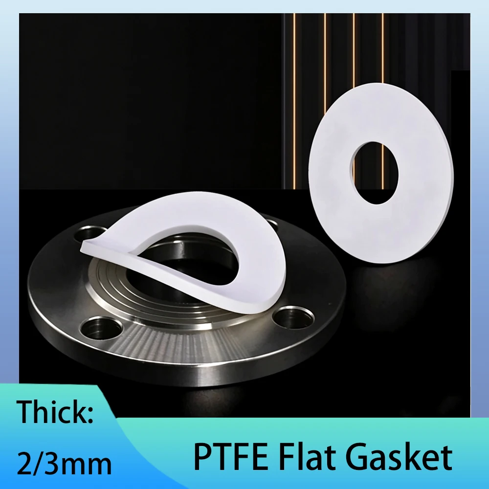 30-100Pcs Thick 2/3mm PTFE Flat Gasket ID 6/8/10/16/20/31/35-56mm High Temperature Resistance Plastic King Flange Seal Washer