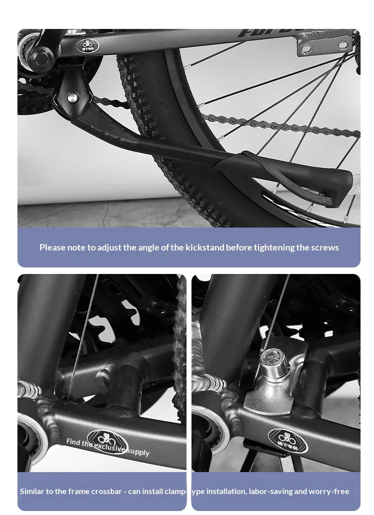 Verstellbarer Fahrradständer aus Aluminiumlegierung, hinten montierter Fahrrad-Seitenständer für MTB, Mountainbike, Rennrad, Fahrradzubehör – Detail 16
