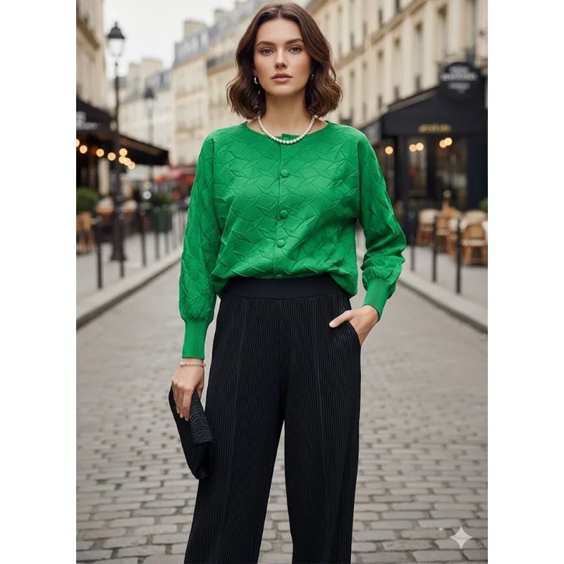 

Плиссированная куртка Miyake Design Sense, женская, весна 2026, новая, повседневная, свободная, однобортная, кардиган-блузка, простая рубашка