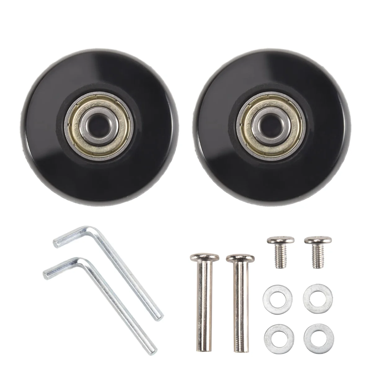 ABQR 50X24mm Juego de 2 ruedas de repuesto para maletas de equipaje, ruedas giratorias de PU, kits de reparación de rodamientos de acero al carbono