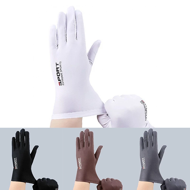 Summer Men Gloves Ice Silk Non-slip Sun Proction Driving Glove Fishing Gloves Breathable Cycling Hiking Glove Full Finger Gloves