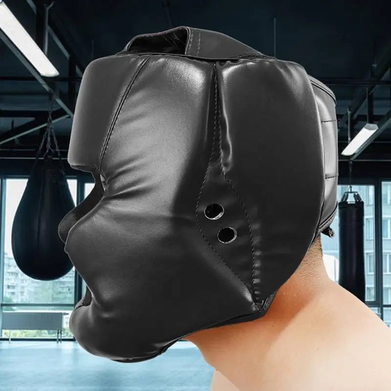1pc Full-covered Pu Boxing Helmet Kids Adults Muay Thai Training Sparring Boxing Headgear Gym Equipment Taekwondo Head Guard