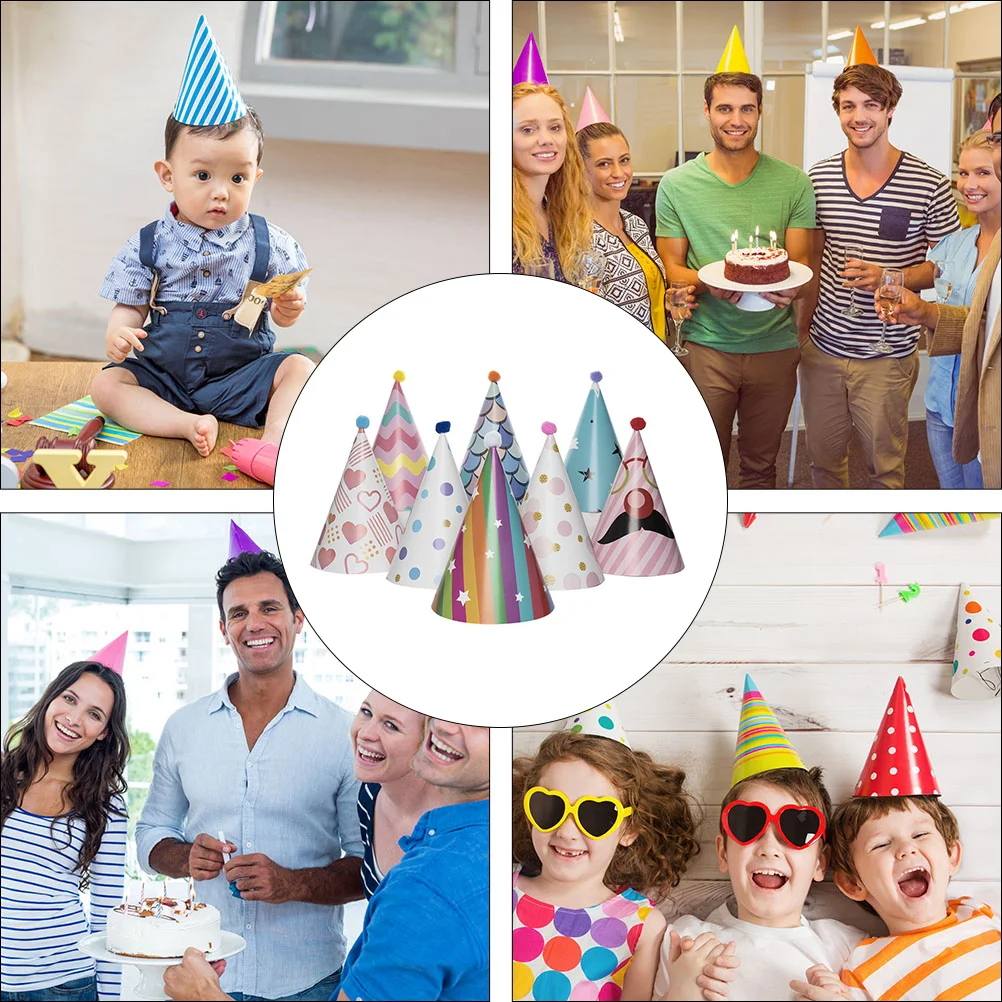 

16 Pcs Birthday Hat Cap Head Ornament Large Crown Child Supply