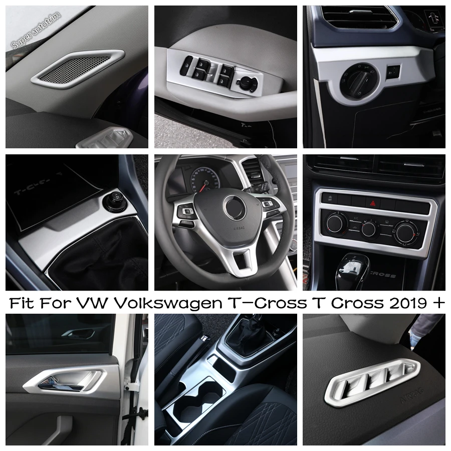 

Gear Shift Water Cup / Window Lift / Steering Wheel Cover Trim Matte Accessories For VW Volkswagen T-Cross T Cross 2019 - 2023