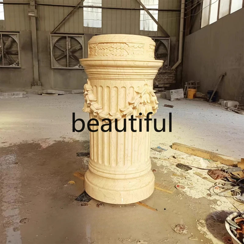 

Natural stone Roman pillar stone carving marble European park garden decoration ornament