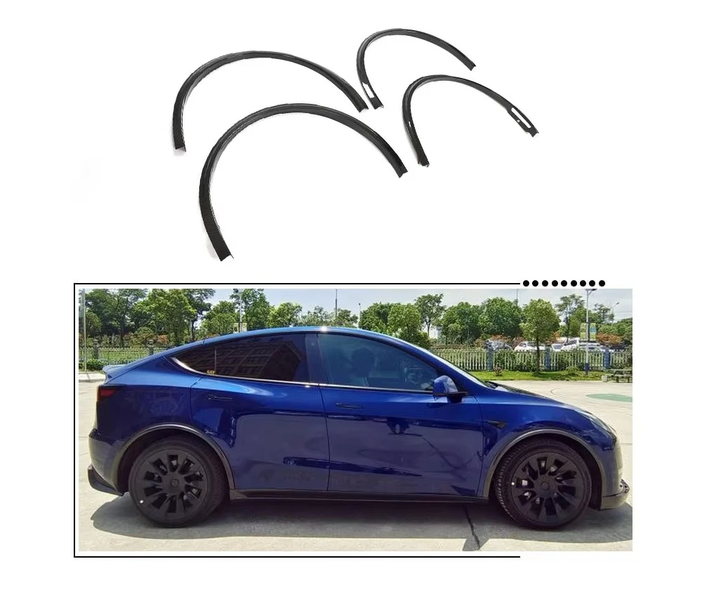 

Dry Real Carbon Fiber Car Wheel Eyebrow Arch Trim Lips Fender Flares Protector for Model Y 2019-2021