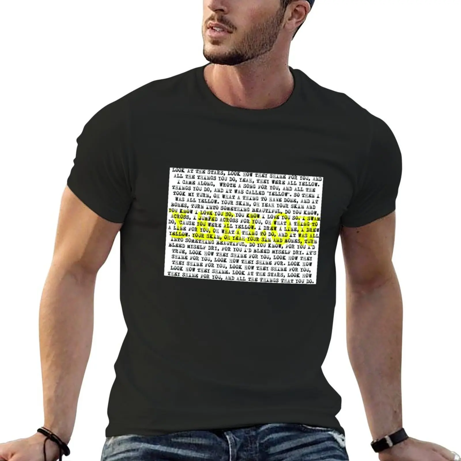 YELLOW T-Shirt baggy shirts graphic tee shirt plus size tops t shirts men