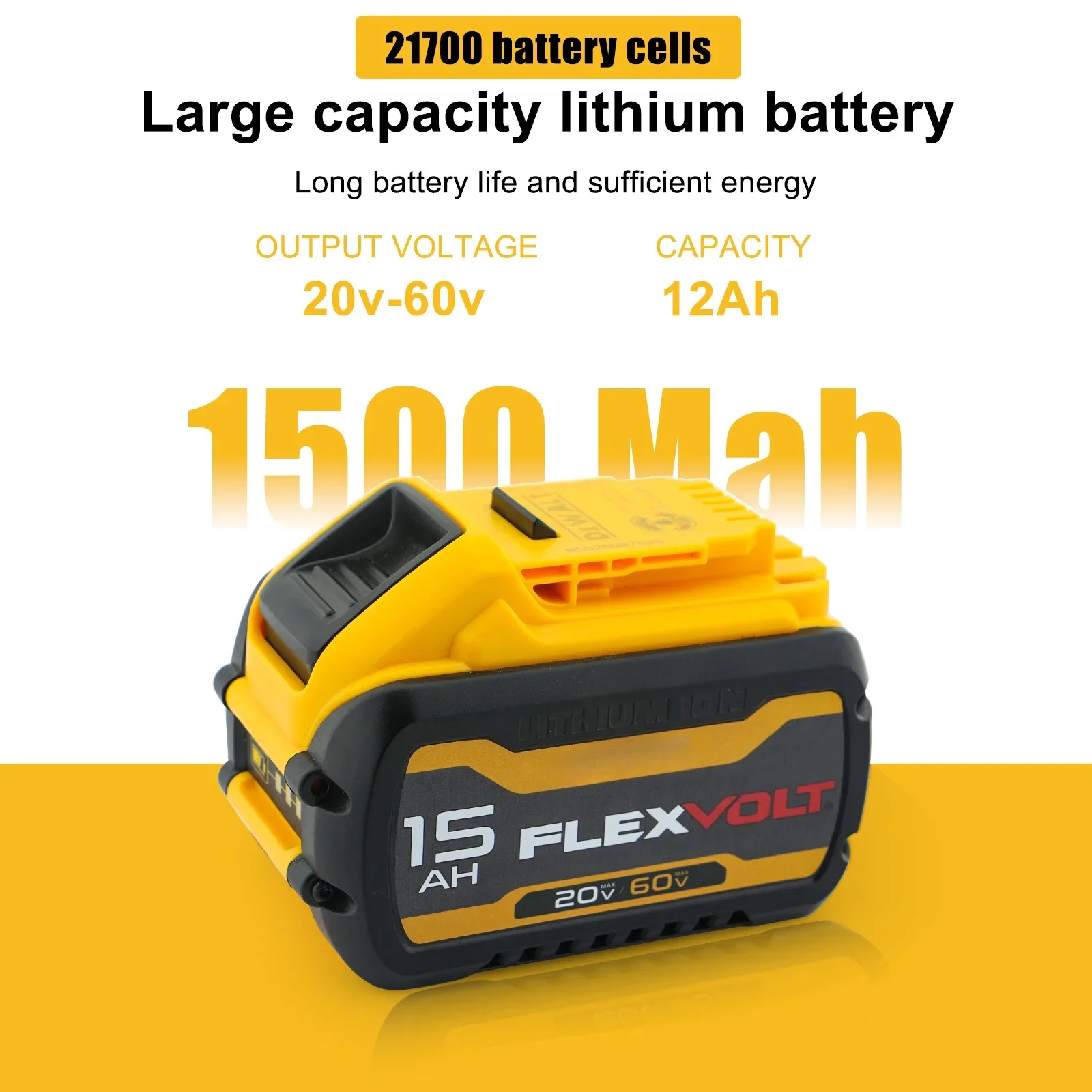 Hot Selling 15.0Ah 20V MAX 21700 for Lawn Mower, Power Saw & Heavy Tools, 20V/60V Replacement for DCB215 DCB206 DCB209