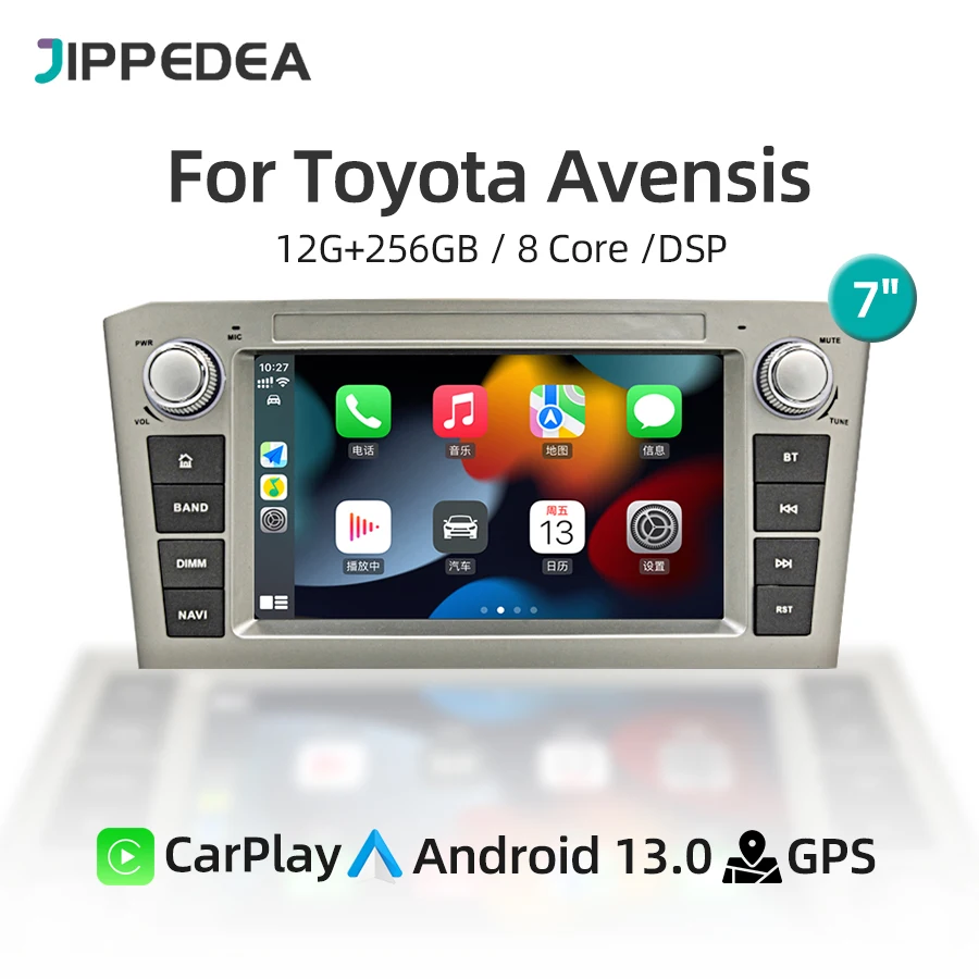 Car Multimedia Player CarPlay Android 13 Navigation GPS Navigation 4G WiFi DSP Stereo Car Radio For Toyota Avensis T25 2002-2010