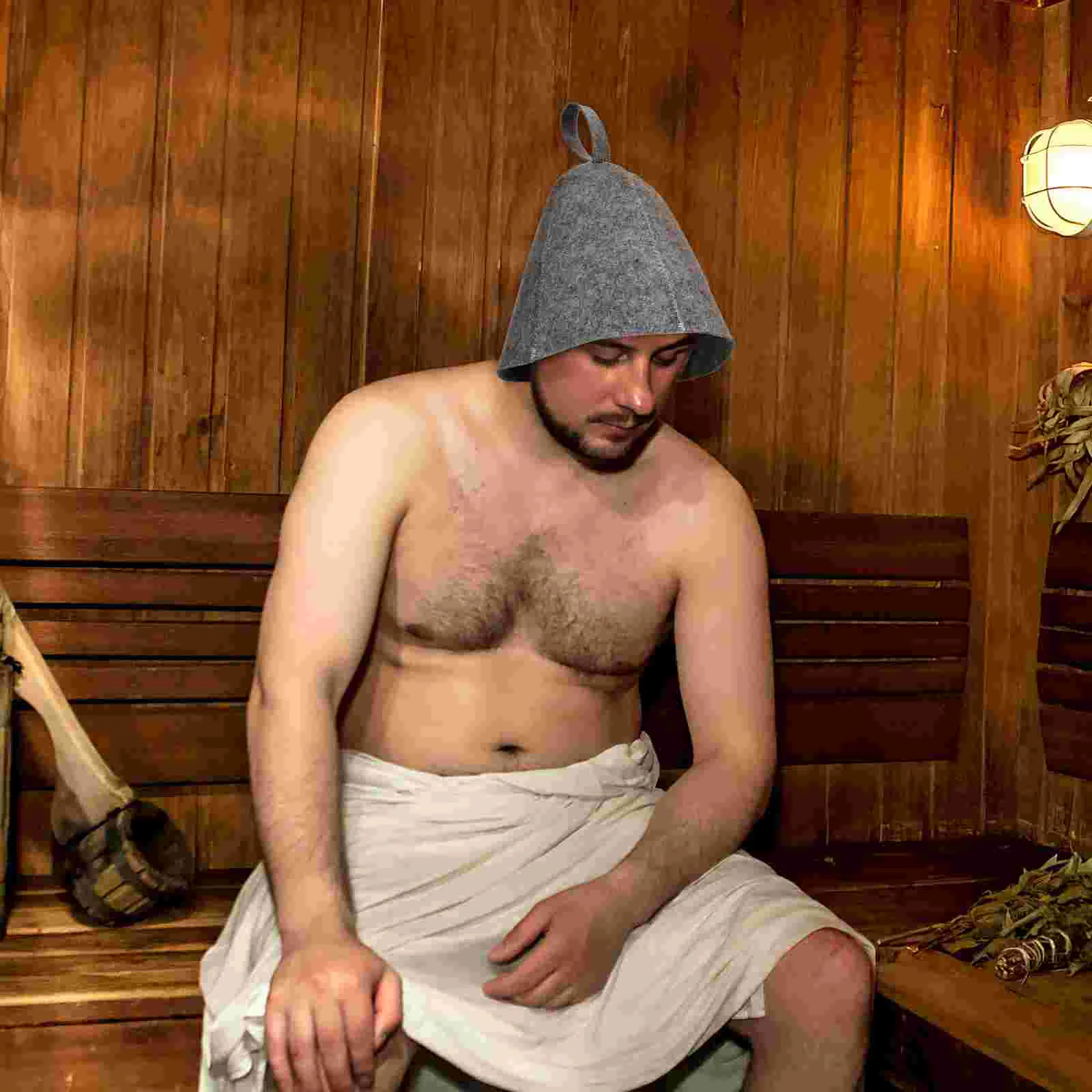 2 peças touca de chuveiro spa miss the hat clipe de feltro sauna a vapor para homens protetor de cabeça flexível