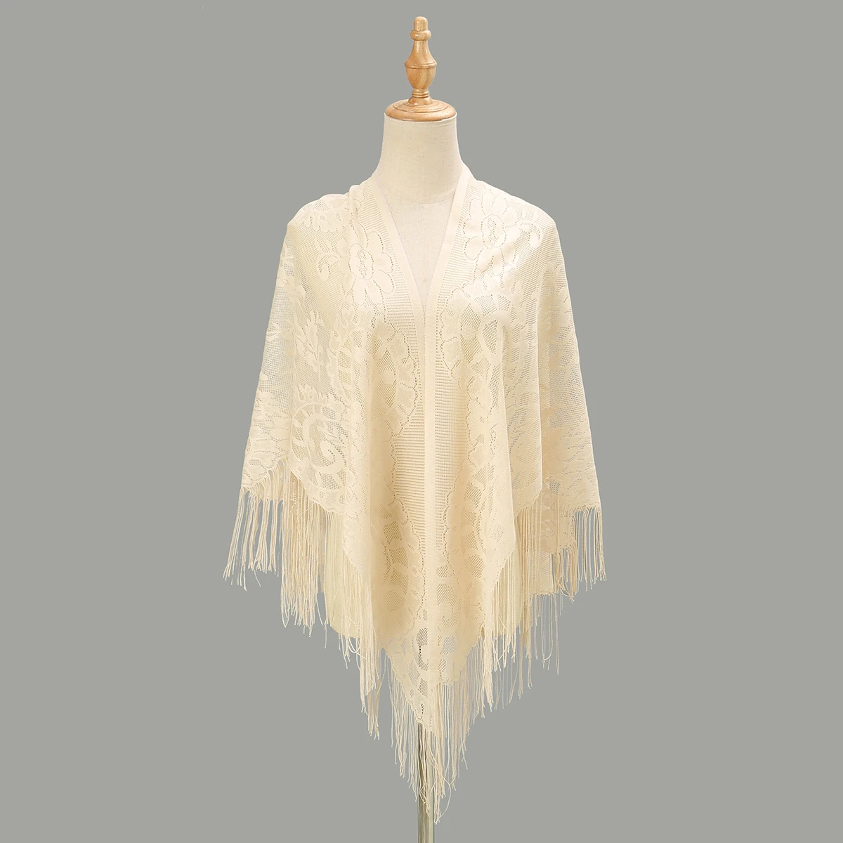 Elegant lace embroidered triangle Scarf shawl Tassel shawl Elegent wedding Shawl women shrug banquet Long Wraps