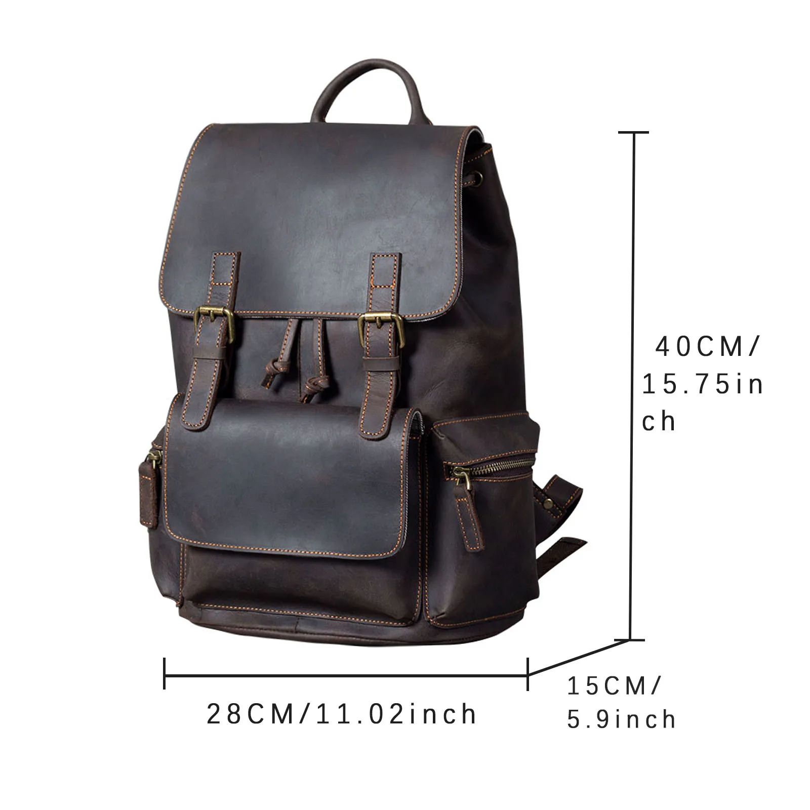 S.WORKER Vintage Echtleder-Rucksack Laptop-Tasche Lässiger Crazy-Horse-Leder-Schulrucksack – Detail 3