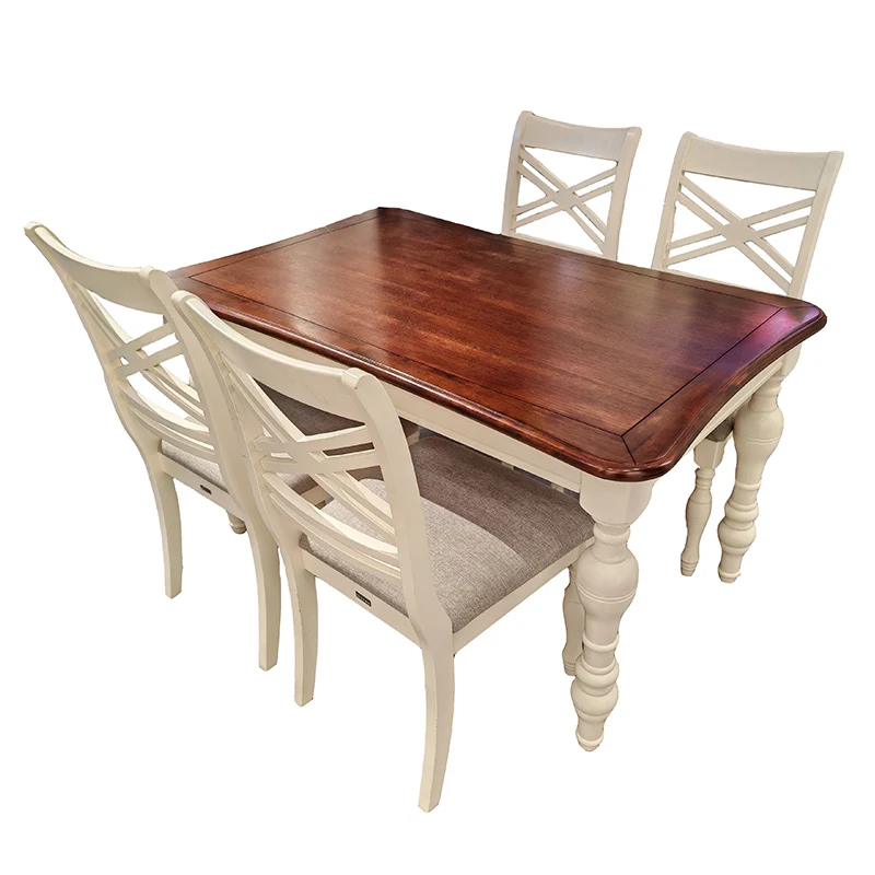 Hot Sales New Retro American Heavy Solid Wood Dining Table Set 4 Chairs Living Room Kitchen Household Modern Dining Table Set