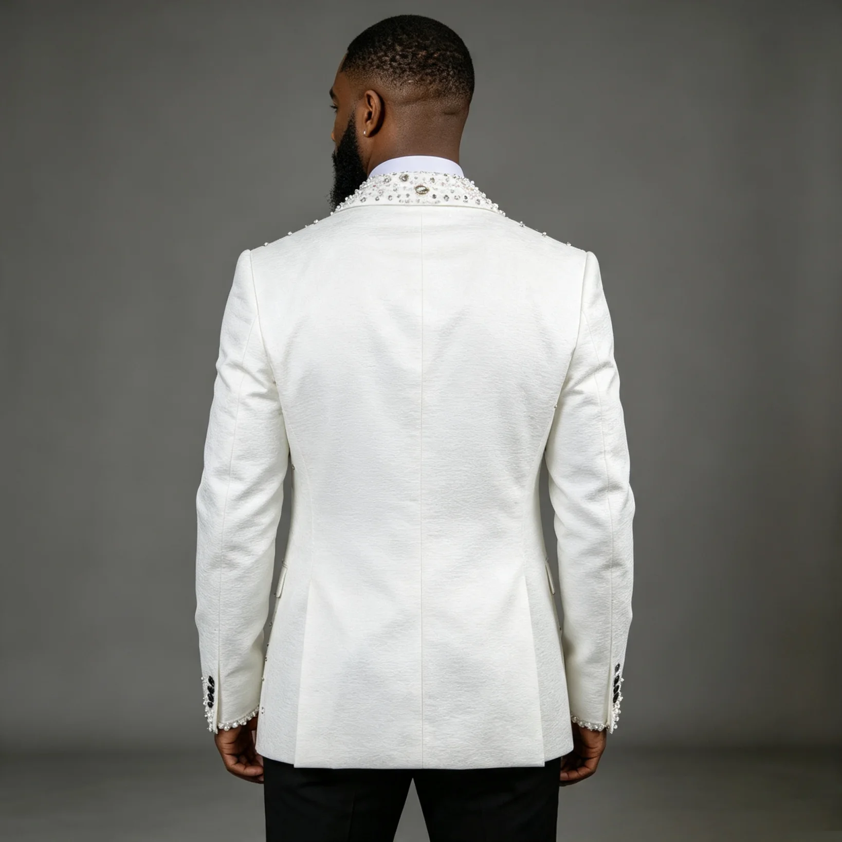 بدلة رجالية فاخرة بيضاء مزينة - مراجعة Men'S Formal Wear No Suit وسعره