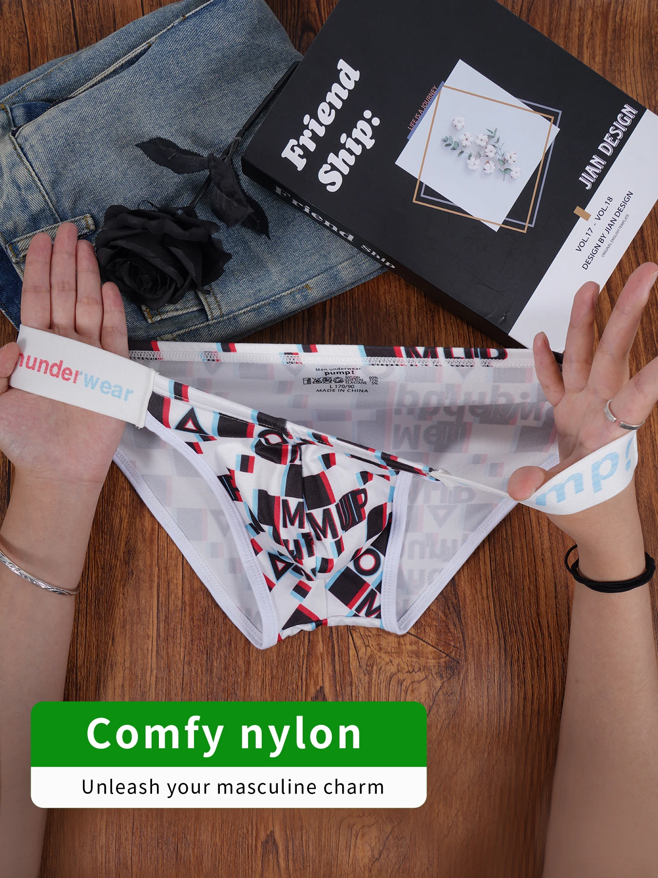 

Мужские трусы с принтом, U-образным выступом, эластичным поясом, логотипом-надписью, дышащие, модные, нижнее белье