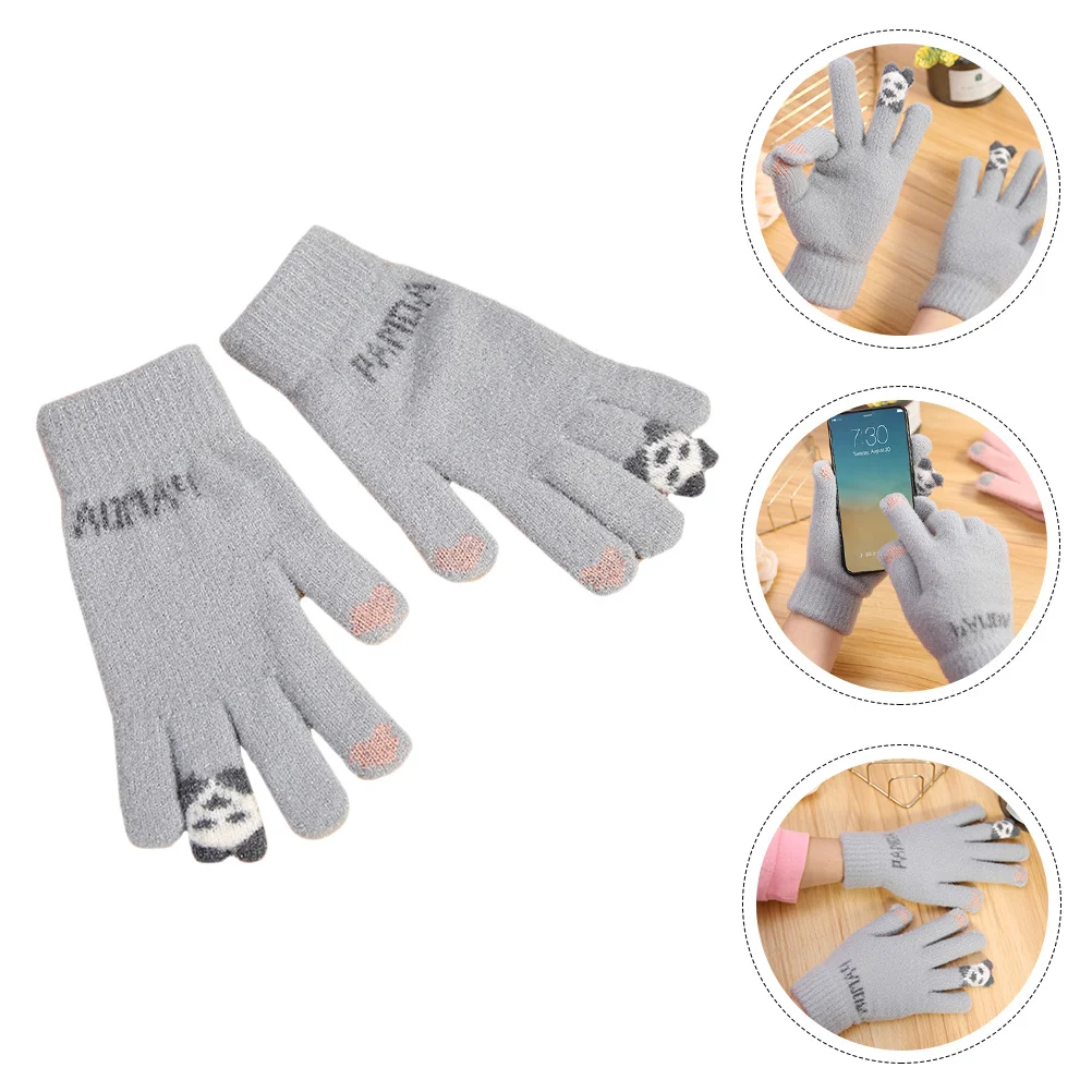 

1 Pair Warm Knitted Women's Winter Gloves Thermal Christmas Hand Warmers Compatible Thick Imitation Mittens