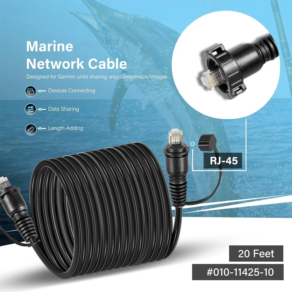 

010-11425-10 Marine Network Cable for Garmin RJ45, Network Ethernet Cable for GMM 150/170/190 Marine Monitor, for Garmin ECHOMAP