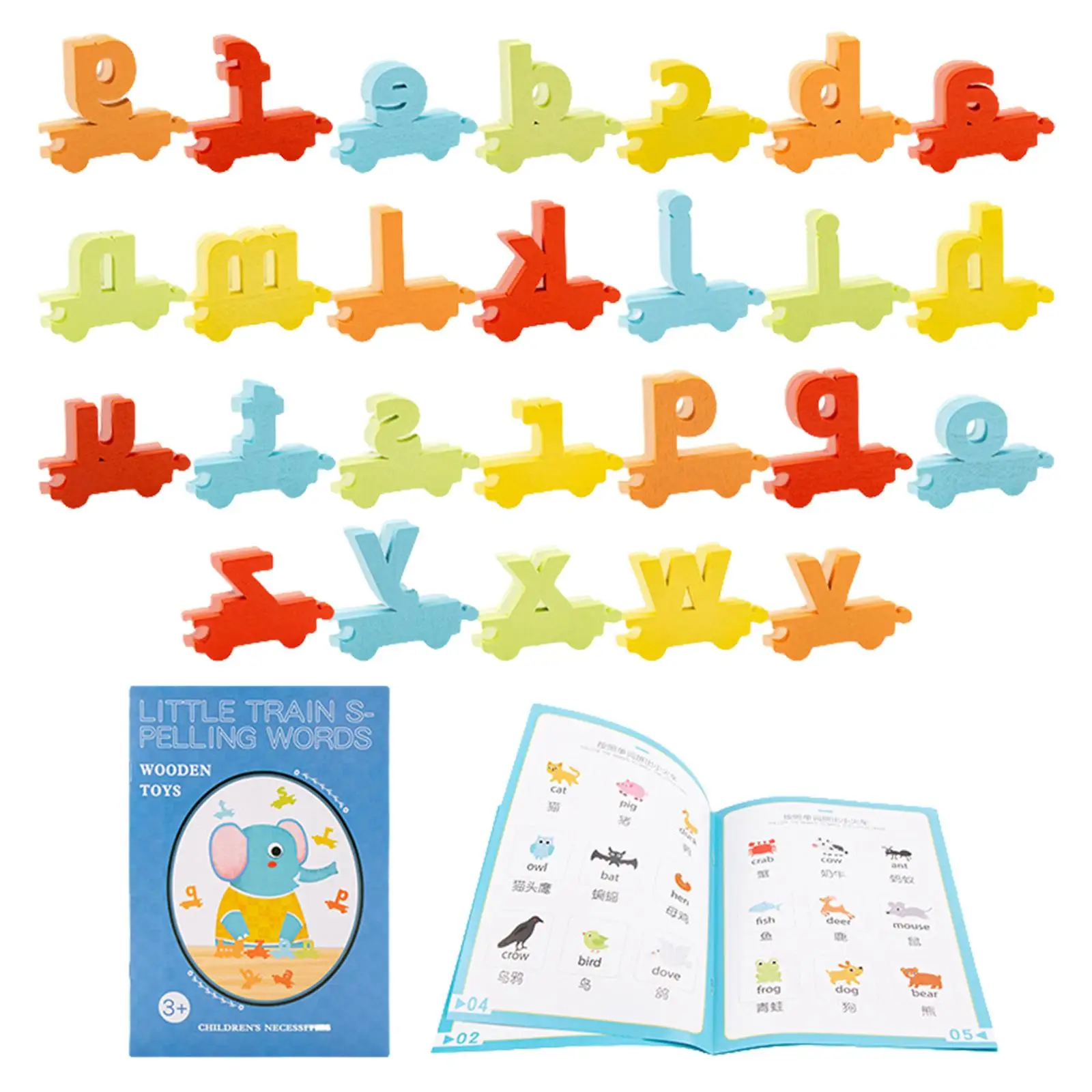 Train Shape 26 Letter Word Spelling Toys Leisure Living Room Wooden Home Toy