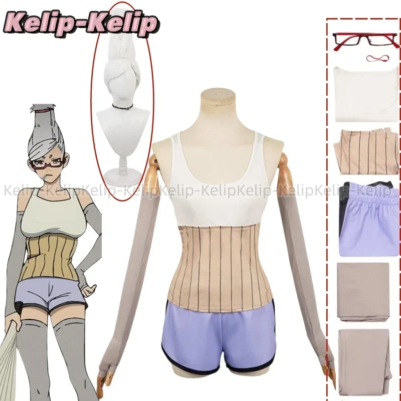 Anime Dandadan Seiko Ayase Cosplay Costume DAN DA DAN Stripe Tops Shorts Uniform Wig Woman Sexy Cute Carnival Halloween Suit