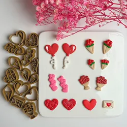 Valentine's Day Series Love Heart Bouquet Balloon Love-Letter Shape Polymer Clay Cutters Cutting Mold For Earring Jewelry Making