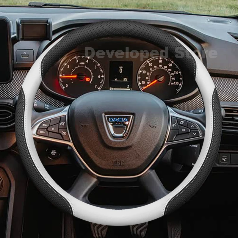 

Car Steering Wheel Cover For Dacia Sandero Stepway Logan MK2 2025-2010 Leather Auto Steering Wheel Dacia Sandero Accessories